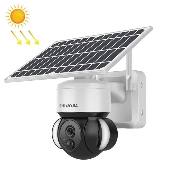 SHIWOJIA IP66 Water-resistant WiFi Solar Dome IP Camera,  Support Two-way Audio & PIR Motion Detection & Night Vision & TF Card(1080P Graffiti Solar WiFi Version)