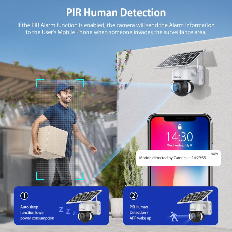 SHIWOJIA IP66 Water-resistant WiFi Solar Dome IP Camera,  Support Two-way Audio & PIR Motion Detection & Night Vision & TF Card(1080P Graffiti Solar WiFi Version)