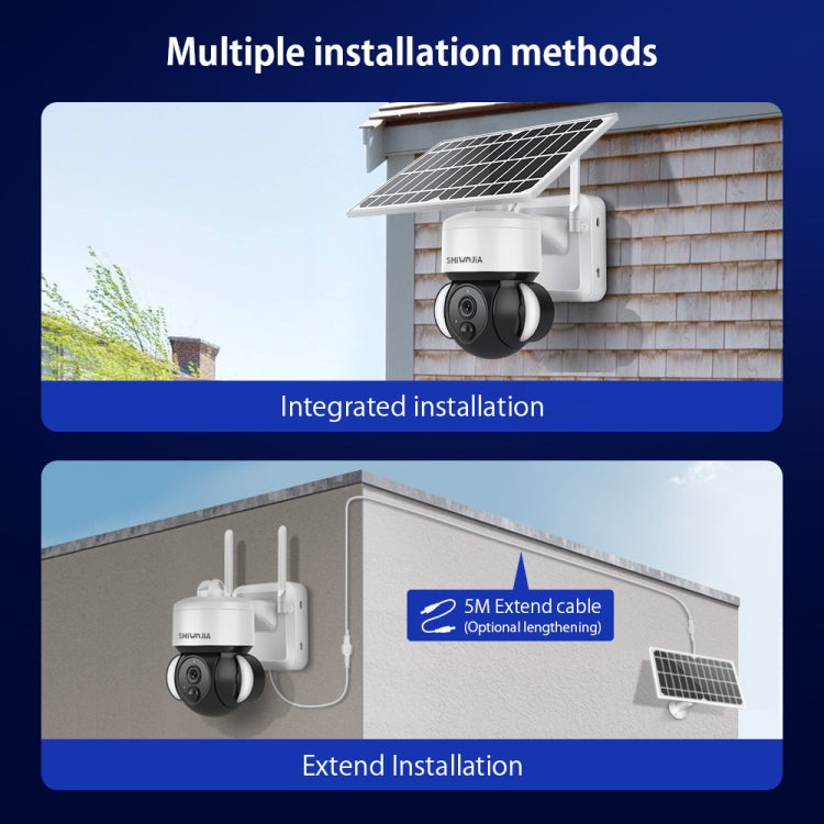 SHIWOJIA IP66 Water-resistant WiFi Solar Dome IP Camera,  Support Two-way Audio & PIR Motion Detection & Night Vision & TF Card(1080P Graffiti Solar WiFi Version)
