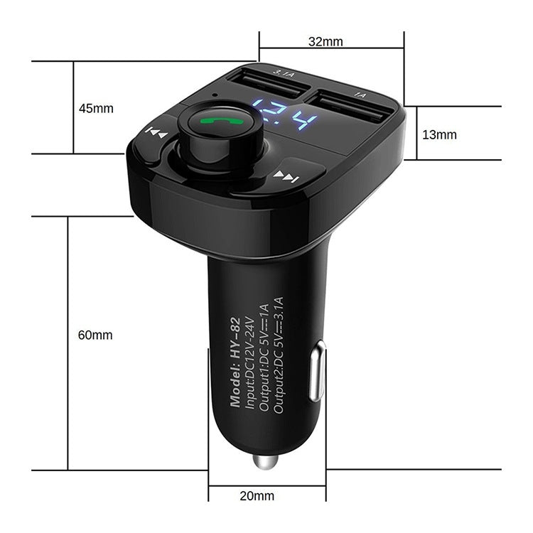 HY82 Car MP3 Bluetooth Receiver Dual USB Car Charger, Specification: Fast Charge Version - free shipping - PMC TechLife - Order now!