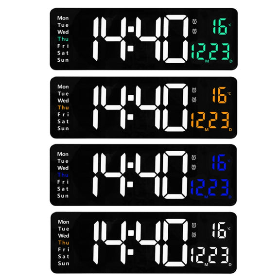 6626 Living Room Wall-Mounted Large Screen Display LED Digital Clock, Color: Orange Temperature