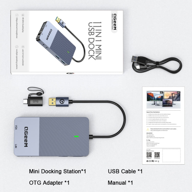 QGeeM 11 In 1 Multifunctional Type-C Extension HUB Adapter(  QG-D3908) - USB HUB by QGeeM | Online Shopping South Africa | PMC Jewellery | Buy Now Pay Later Mobicred