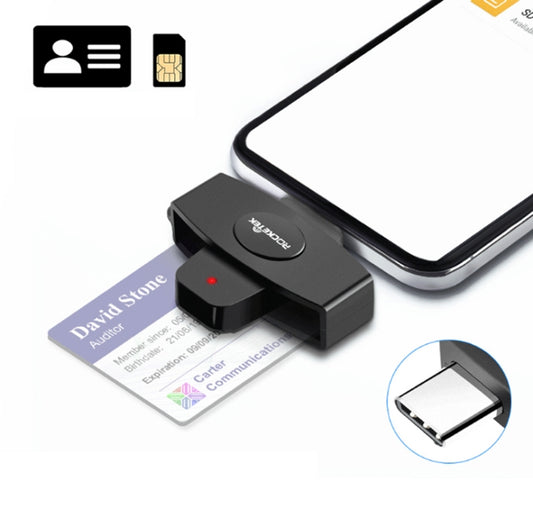 Rocketek CSCR3 Smart CAC Card Reader Type-c Bank Tax Declaration SIM Card/IC Card ID Card Reader(Black) -  by PMC Jewellery | Online Shopping South Africa | PMC Jewellery | Buy Now Pay Later Mobicred