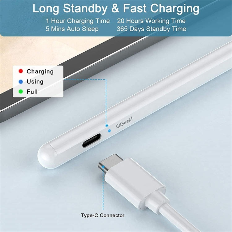 QGeeM ID706 Anti-mistouch Rechargeable Active Stylus for iPad(White) - free shipping - PMC Jewellery - Order now!
