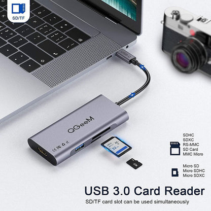 QGeeM 7 In 1 Multifunctional USB3.0 TYPE-C Extension HUB Adapter(QG-UH07-3 V1) - free shipping - PMC Jewellery - Order now!