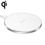 15W Metal Round Wireless Charger Smart Fast Charge(Silver + White Surface)