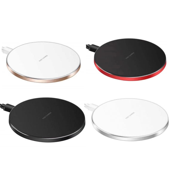 15W Metal Round Wireless Charger Smart Fast Charge(Silver + White Surface)