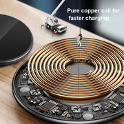 15W Metal Round Wireless Charger Smart Fast Charge(Silver + White Surface)