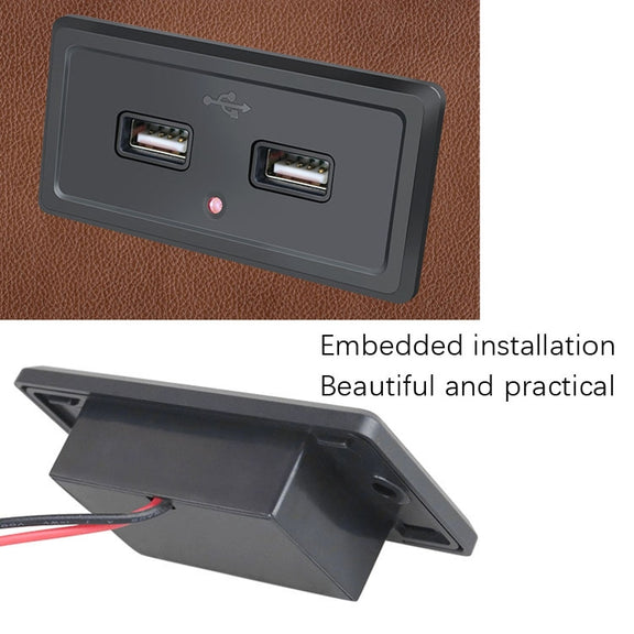 12V24V Route Bus Dual USB Charging Input Car Charger(Red Light)