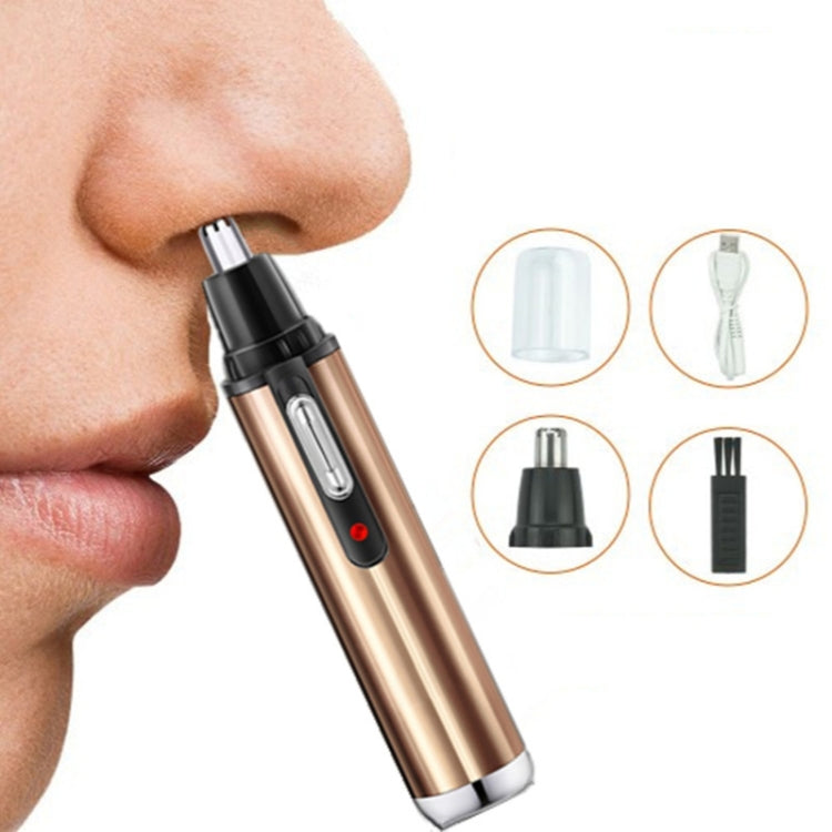 Electric Nose Hair Trimmer USB Rechargeable Eyebrow Trimmer Shaver( Gold)