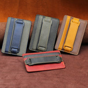 2 PCS Leather Phone Card Sleeve Back Sticker Wrist Pull Strap Holder(Black)