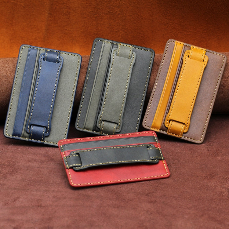 2 PCS Leather Phone Card Sleeve Back Sticker Wrist Pull Strap Holder(Red)