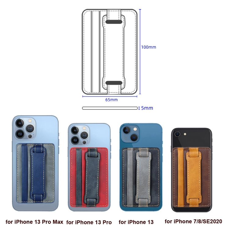 2 PCS Leather Phone Card Sleeve Back Sticker Wrist Pull Strap Holder(Black)
