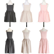 Cotton And Linen Parent-Child Painting Apron Baking Coffee Work Clothes,Size: Adults (oat)