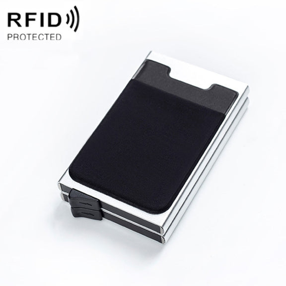 RFID Aluminum Alloy Anti-Degaussing Coin Card Holder(Silver Black)