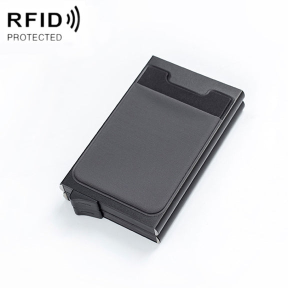 RFID Aluminum Alloy Anti-Degaussing Coin Card Holder(Black Grey)