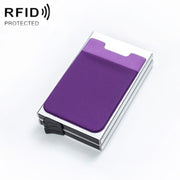RFID Aluminum Alloy Anti-Degaussing Coin Card Holder(Silver Purple)
