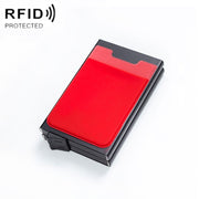 RFID Aluminum Alloy Anti-Degaussing Coin Card Holder(Black Red)