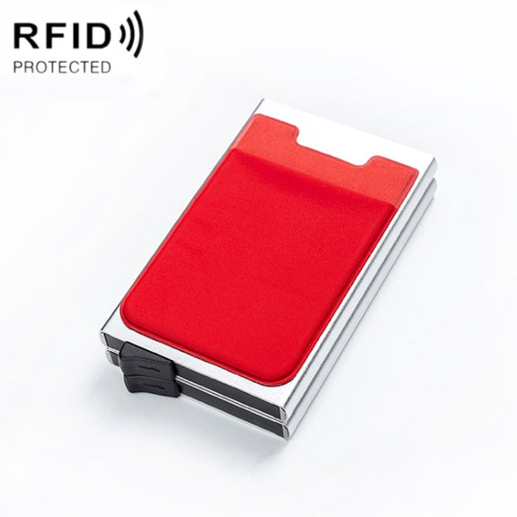 RFID Aluminum Alloy Anti-Degaussing Coin Card Holder(Silver Red)