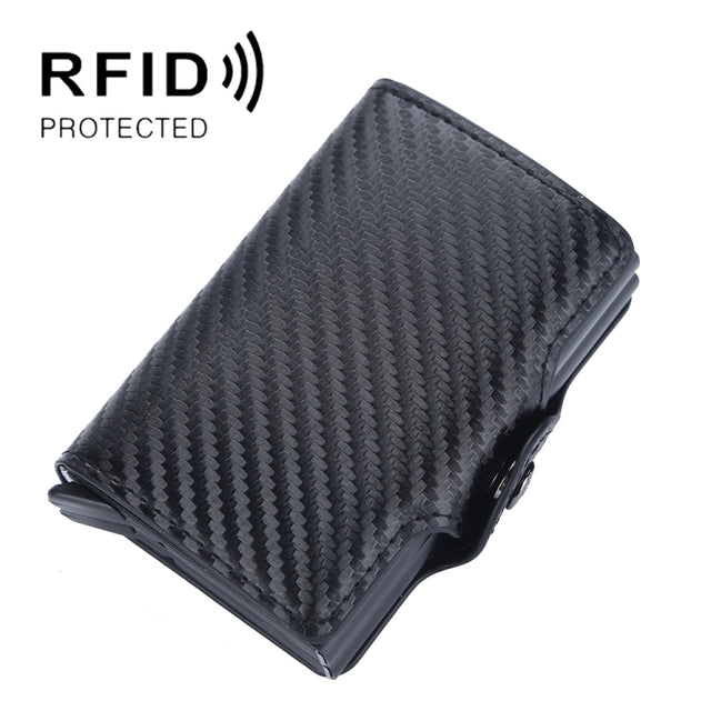 Baellerry K9172 RFID Double Aluminum Box Card Holder Automatic Pop-up Card Holder(Black)
