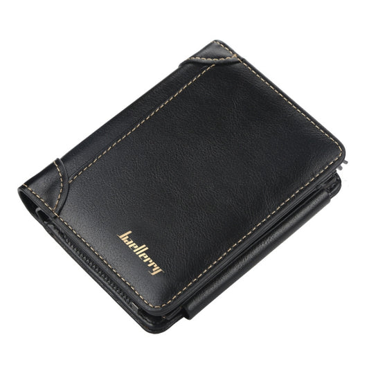 Baellerry D9159 Men Short Tri-Fold Zip Coin Purse Thin Card Holder(Black) - Wallets by Baellerry | Online Shopping South Africa | PMC Jewellery | Buy Now Pay Later Mobicred