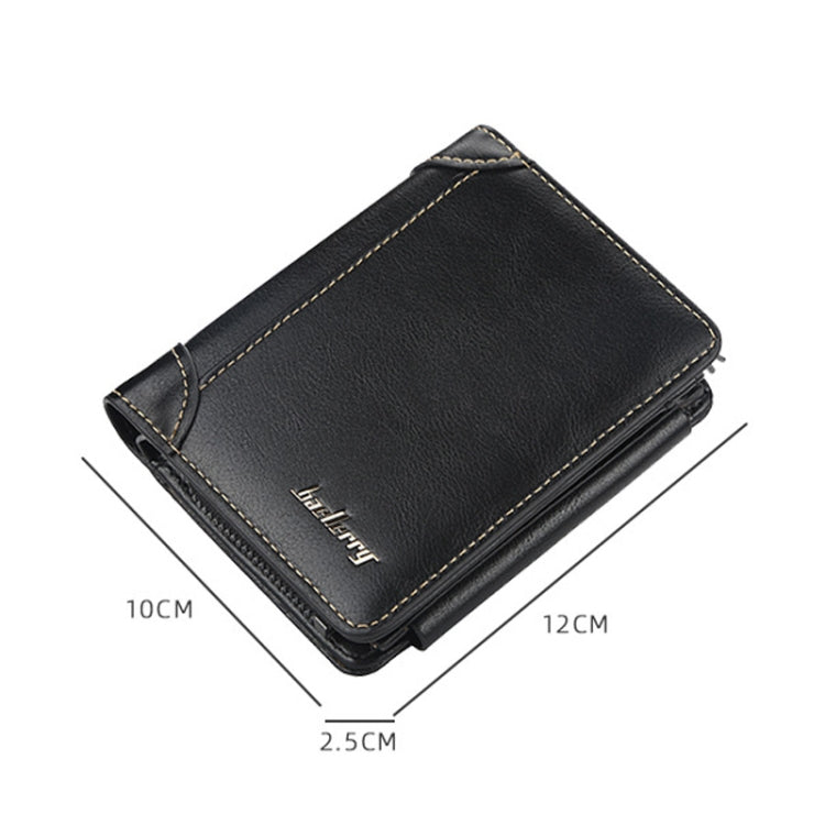 Baellerry D9159 Men Short Tri-Fold Zip Coin Purse Thin Card Holder(Coffee) - Wallets by Baellerry | Online Shopping South Africa | PMC TechLife | Buy Now Pay Later Mobicred