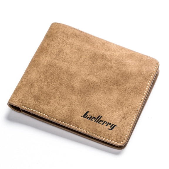 Baellerry BLR1152 Men Short Wallet Vintage Frosted Two Fold Wallet(Coffee Horizontal)