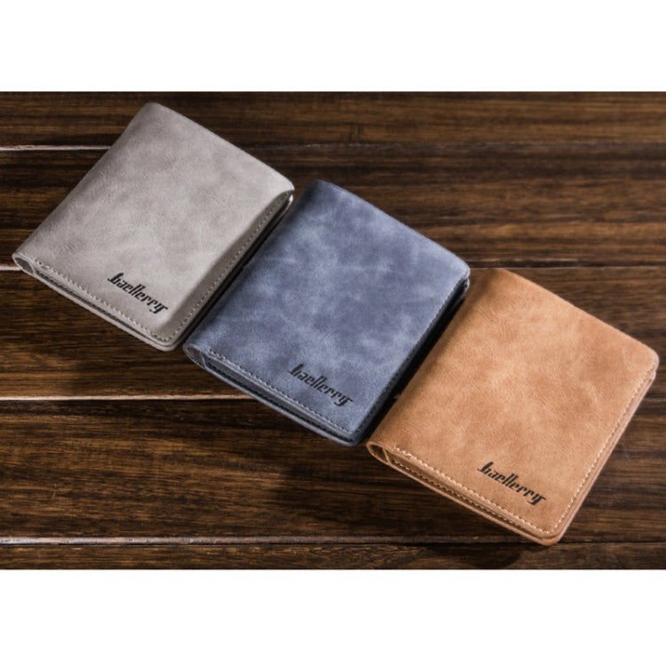 Baellerry BLR1152 Men Short Wallet Vintage Frosted Two Fold Wallet(Coffee Vertical) - Wallets by Baellerry | Online Shopping South Africa | PMC Jewellery | Buy Now Pay Later Mobicred