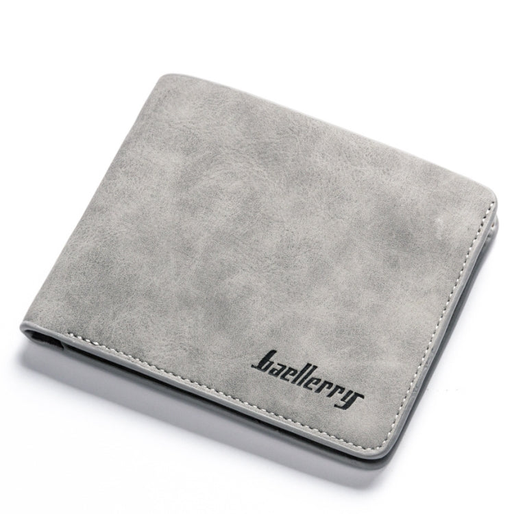Baellerry BLR1152 Men Short Wallet Vintage Frosted Two Fold Wallet(Gray Horizontal) - free shipping - PMC Jewellery - Order now!