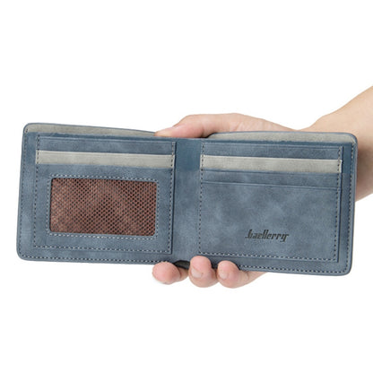 Baellerry BLR1152 Men Short Wallet Vintage Frosted Two Fold Wallet(Gray Horizontal) - free shipping - PMC Jewellery - Order now!