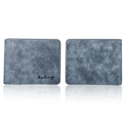 Baellerry BLR1152 Men Short Wallet Vintage Frosted Two Fold Wallet(Gray Horizontal)