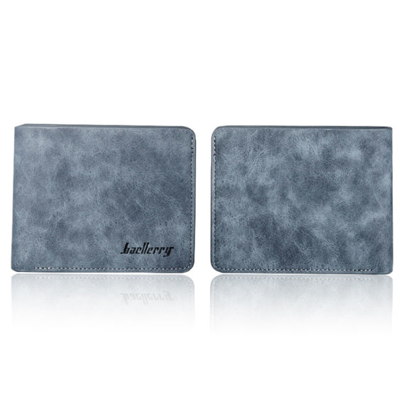 Baellerry BLR1152 Men Short Wallet Vintage Frosted Two Fold Wallet(Gray Horizontal)