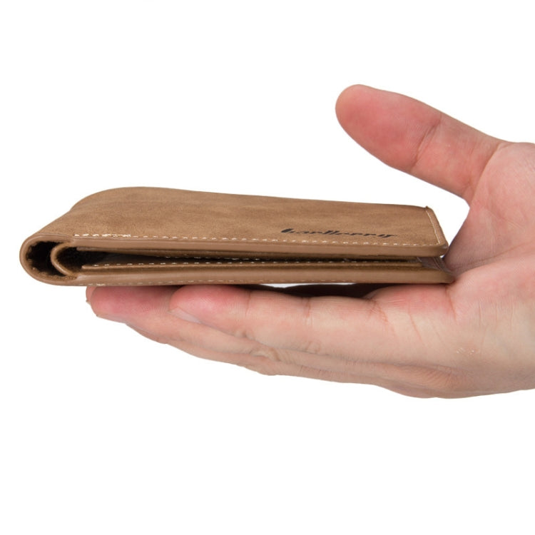 Baellerry BLR1152 Men Short Wallet Vintage Frosted Two Fold Wallet(Coffee Horizontal)