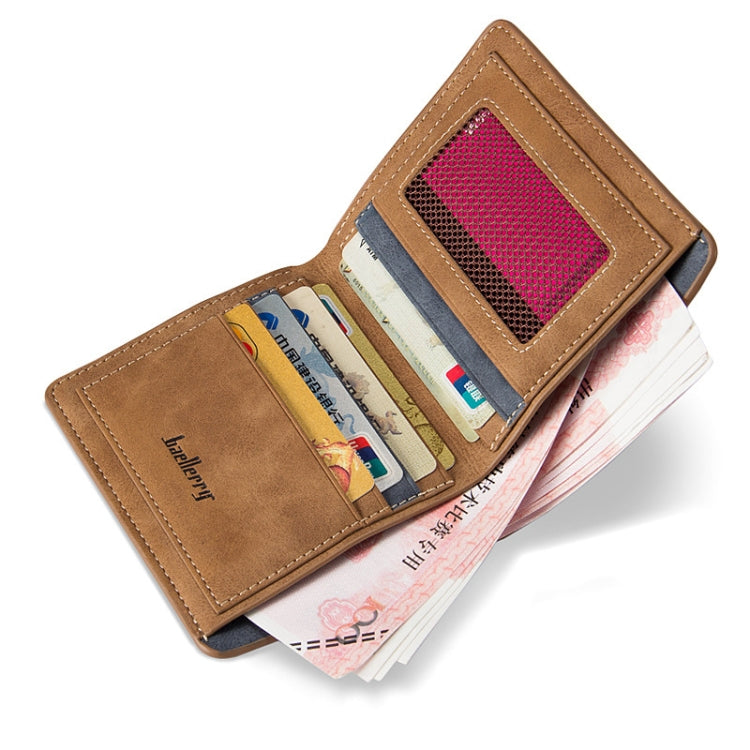 Baellerry BLR1152 Men Short Wallet Vintage Frosted Two Fold Wallet(Coffee Horizontal) - free shipping - PMC TechLife - Order now!