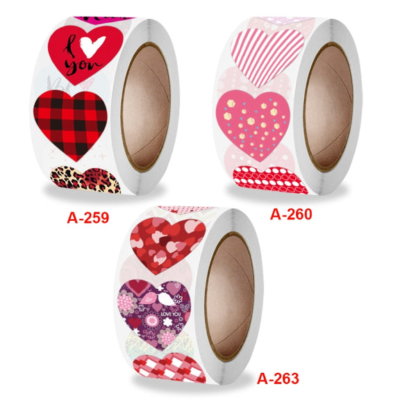 Roll Pack Valentine Day Heart Love Sticker Self-adhesive Label, Size: 2.5cm / 1 Inch(K-174)