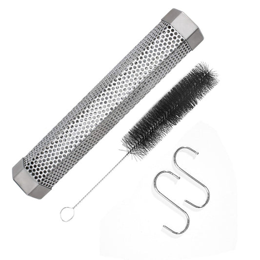 12 Inch Stainless Steel 304 Smoked Tube BBQ Box Outdoor Cold Smoke Box,Style: Tube + Brush + Hook - Cooking Tools by PMC Jewellery | Online Shopping South Africa | PMC Jewellery | Buy Now Pay Later Mobicred