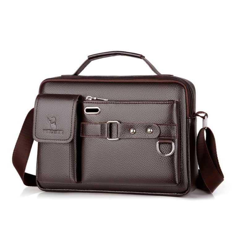 WEIXIER D235 Men Shoulder Bag Portable PU Leather Handbag(Brown) - free shipping - PMC TechLife - Order now!