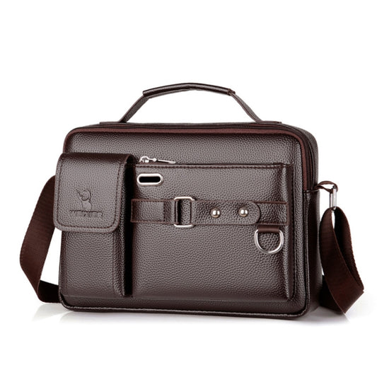 WEIXIER D235 Men Shoulder Bag Portable PU Leather Handbag(Brown) - free shipping - PMC Jewellery - Order now!