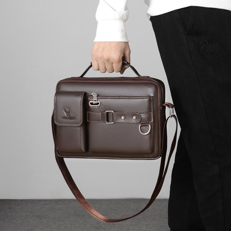 WEIXIER D235 Men Shoulder Bag Portable PU Leather Handbag(Brown) - free shipping - PMC Jewellery - Order now!