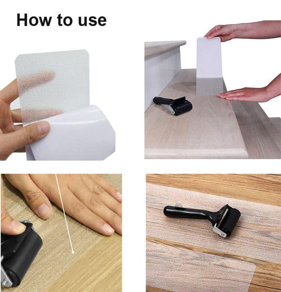 15 PCS PEVA  Rubber Non-marking Step Non-slip Tape,Size:  10 x 60cm(Gravel Black)