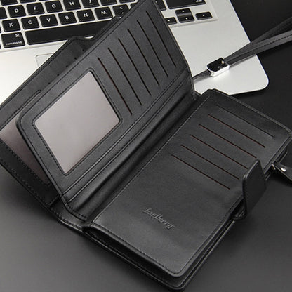 Baellerry Casual Wallet Long Clutch Tri-fold Wallet Multifunctional Phone Bag For Men(Black) - free shipping - PMC Jewellery - Order now!