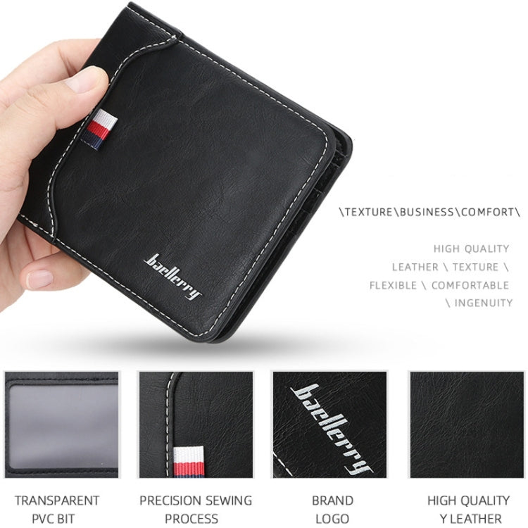 Baellerry Short Wallet Tri-fold Horizontal Coin Purse For Men(Dark Coffee)