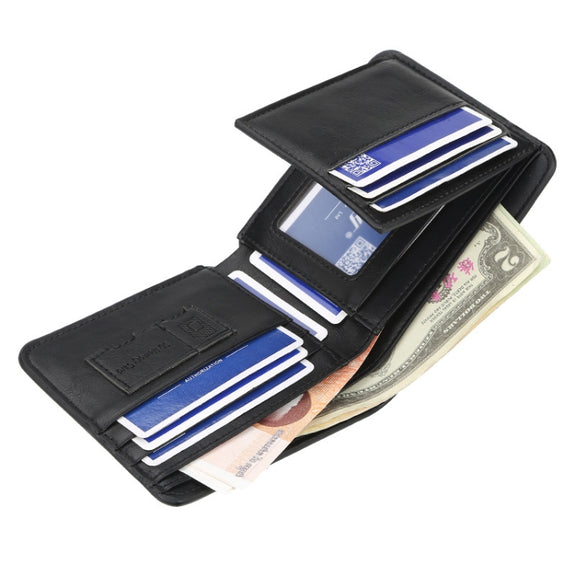 Baellerry Short Wallet Tri-fold Horizontal Coin Purse For Men(Dark Coffee)
