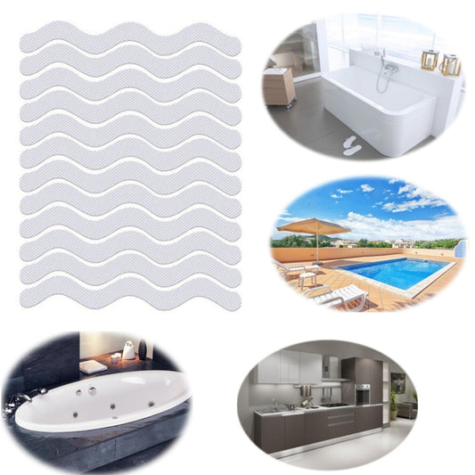 24pcs /Bag Wavy Shaped Safety Bathtub Non-Slip Sticker, Specification:  1.3 x 18cm(Transparent) - free shipping - PMC Jewellery - Order now!