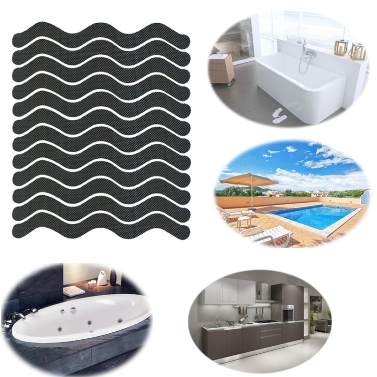 24pcs /Bag Wavy Shaped Safety Bathtub Non-Slip Sticker, Specification:  1.3 x 18cm(Black) - Adhesives & Sealers by PMC TechLife | Online Shopping South Africa | PMC TechLife