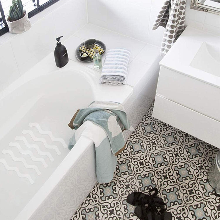 24pcs /Bag Wavy Shaped Safety Bathtub Non-Slip Sticker, Specification:  1.3 x 18cm(Black)