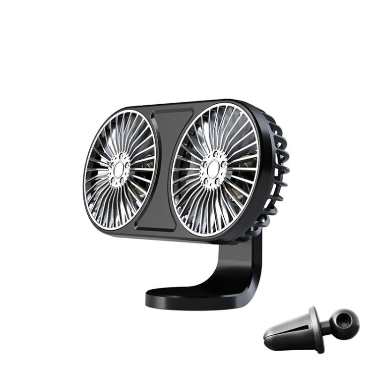 F211 Car Double Head With Led Electric Fan Car Air Outlet Instrument Panel USB Mini Fan(Black) - Heating & Fans by PMC TechLife | Online Shopping South Africa | PMC TechLife