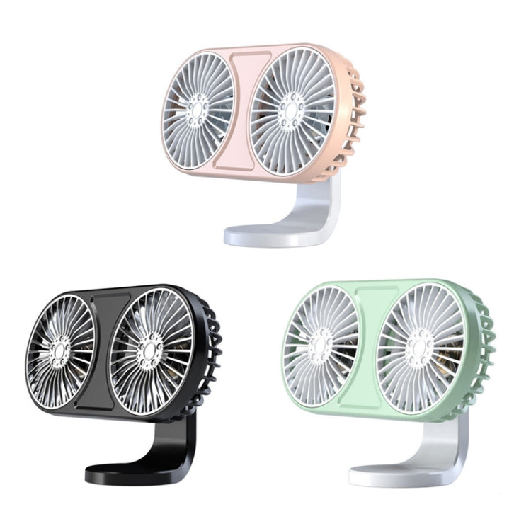 F211 Car Double Head With Led Electric Fan Car Air Outlet Instrument Panel USB Mini Fan(Pink) - Heating & Fans by PMC TechLife | Online Shopping South Africa | PMC TechLife