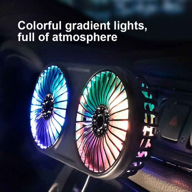 F211 Car Double Head With Led Electric Fan Car Air Outlet Instrument Panel USB Mini Fan(Black) - Heating & Fans by PMC TechLife | Online Shopping South Africa | PMC TechLife
