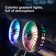F211 Car Double Head With Led Electric Fan Car Air Outlet Instrument Panel USB Mini Fan(Black)